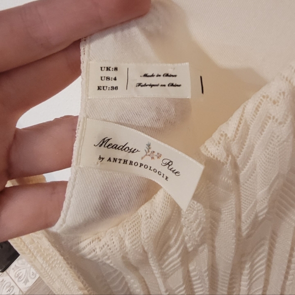 Anthropologie Meadow Rue Prespa Ivory Sleeveless Pleated Shift Dress Sz 8 - Picture 6 of 6